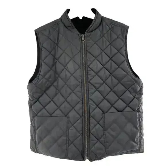 WOOLRICH Two-tone Black Poly-Nylon Reversible quilted womens Vest Small EUC - Picture 3 of 5